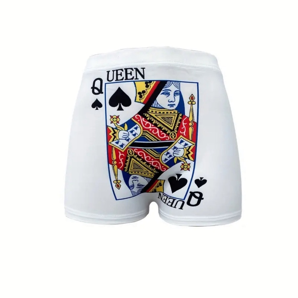 Unisex Queen poker print elastic shorts L